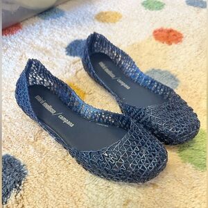 Mini Melissa Navy Mesh Flats